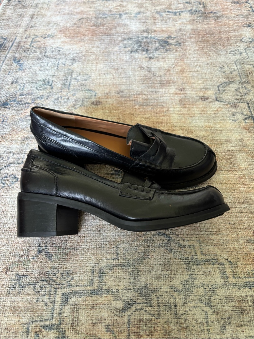 Nine West Black Leather Penny Loafers for Women - Picture 8 of 16